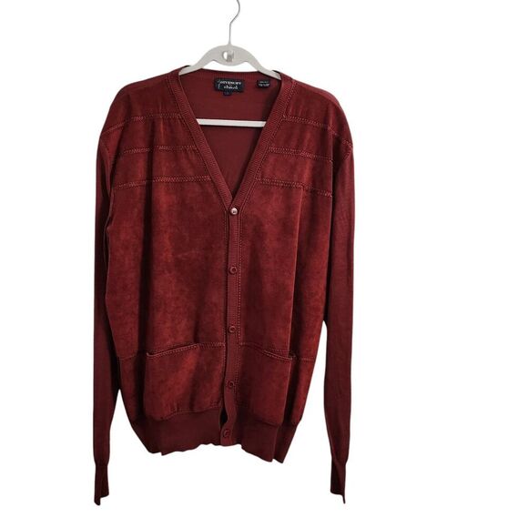 Givenchy For Chesa Cardigan Mens Large Red Silk Sweater Button Up V-Neck Vintage - Picture 1 of 9